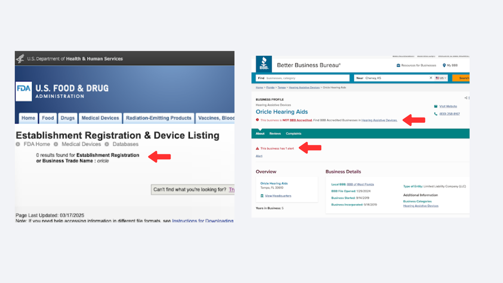 Screenshot of Two web pages 