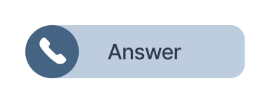 A blue rounded rectangular button with a white phone icon on the left and the word “Answer”